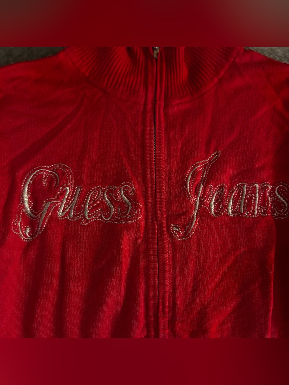 Y2K Guess Jeans Red embroidered Script - Picture 3 of 5
